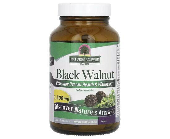 Травы Nature's Answer Черный орех, 1500 мг, Black Walnut, 90 вегетарианских капсул (NTA-16017)