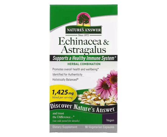 Травы Nature's Answer Эхинацея и астрагал, Echinacea & Astragalus, 90 вегетарианских ка (NTA16047), изображение 2 Травы Nature's Answer Эхинацея и астрагал, Echinacea & Astragalus, 90 вегетарианских ка (NTA16047), изображение 2