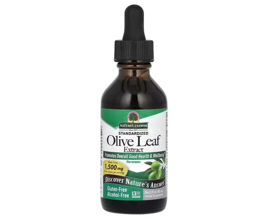 Трави Nature's Answer Екстракт листя оливи без спирту, 1500 мг, Olive Leaf Extract, 60 (NTA-00653)