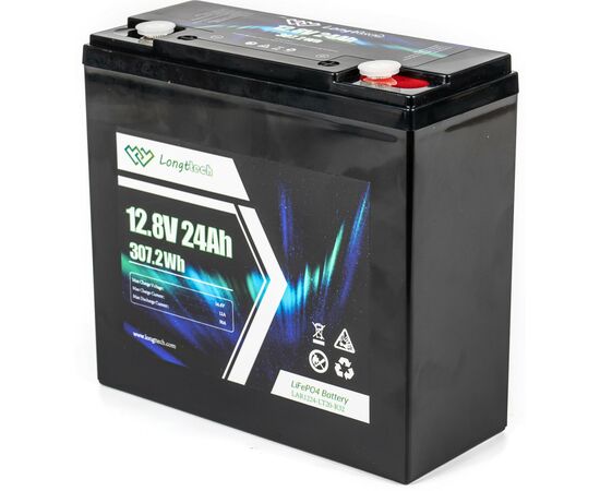Батарея LiFePo4 Longttech LiFePO4 12.8V - 24Ah (LAR1224-LT20-R32), изображение 3 Батарея LiFePo4 Longttech LiFePO4 12.8V - 24Ah (LAR1224-LT20-R32), изображение 3