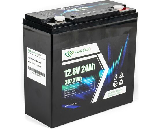 Батарея LiFePo4 Longttech LiFePO4 12.8V - 24Ah (LAR1224-LT20-R32), изображение 4 Батарея LiFePo4 Longttech LiFePO4 12.8V - 24Ah (LAR1224-LT20-R32), изображение 4