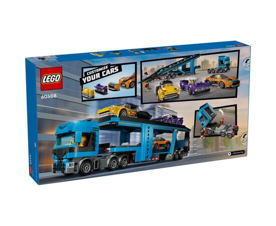 Конструктор LEGO City Вантажівка-транспортер зі спортивними авто (60408), зображення 8 Конструктор LEGO City Вантажівка-транспортер зі спортивними авто (60408), зображення 8