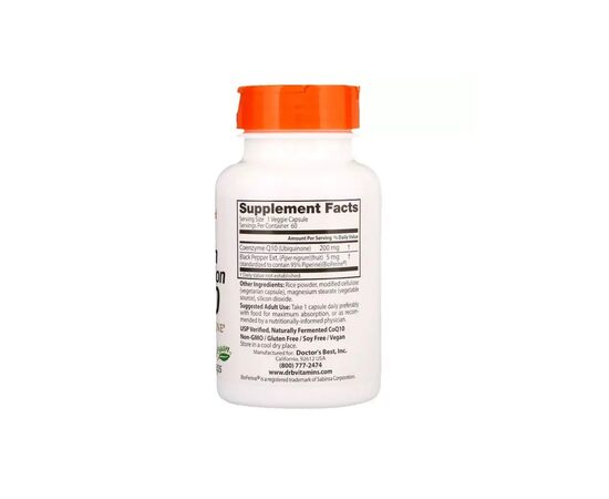 Антиоксидант Doctor's Best Коэнзим Q10 Высокой Абсорбации 200мг, BioPerine, 60 гелевых (DRB-00111), изображение 2 Антиоксидант Doctor's Best Коэнзим Q10 Высокой Абсорбации 200мг, BioPerine, 60 гелевых (DRB-00111), изображение 2