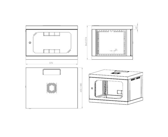 Шафа настінна CSV Wallmount Lite 6U, глибина 580 (658-П-ШН), зображення 6 Шафа настінна CSV Wallmount Lite 6U, глибина 580 (658-П-ШН), зображення 6