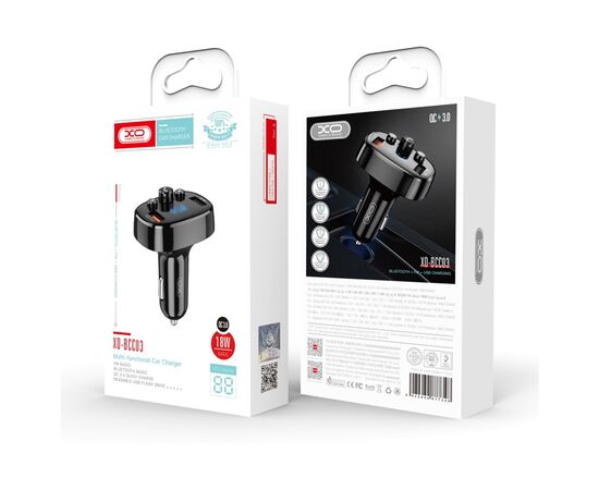 FM модулятор XO XO-BCC03 Car Charger 18W Bluetooth+QC3.0 Quick Charger Black (XO-BCC03), изображение 4 FM модулятор XO XO-BCC03 Car Charger 18W Bluetooth+QC3.0 Quick Charger Black (XO-BCC03), изображение 4