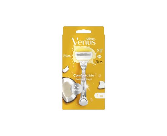 Бритва Gillette Venus ComfortGlide Olay с кокосом с 1 сменным картриджем (7702018339877), изображение 2 Бритва Gillette Venus ComfortGlide Olay с кокосом с 1 сменным картриджем (7702018339877), изображение 2