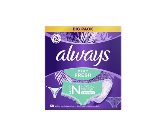 Ежедневные прокладки Always Daily Fresh Normal Flexistyle 58 шт. (8700216461757), изображение 2 Ежедневные прокладки Always Daily Fresh Normal Flexistyle 58 шт. (8700216461757), изображение 2