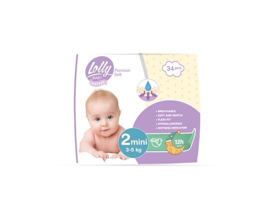 Підгузки Lolly Premium Soft Mini Розмір 2 (3-5 кг) 34 шт (4820174981143)