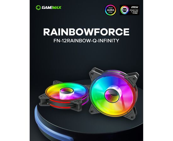 Кулер для корпуса Gamemax FN-12Rainbow-Q-Infinity, изображение 10 Кулер для корпуса Gamemax FN-12Rainbow-Q-Infinity, изображение 10