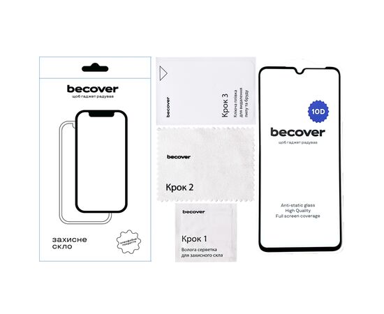 Стекло защитное BeCover Honor X7a 10D Black (711334), изображение 2 Стекло защитное BeCover Honor X7a 10D Black (711334), изображение 2