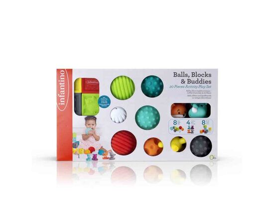 Развивающая игрушка Infantino Мульти-сенсорный набор Мячики, кубики и зверьки (5373), изображение 2 Развивающая игрушка Infantino Мульти-сенсорный набор Мячики, кубики и зверьки (5373), изображение 2