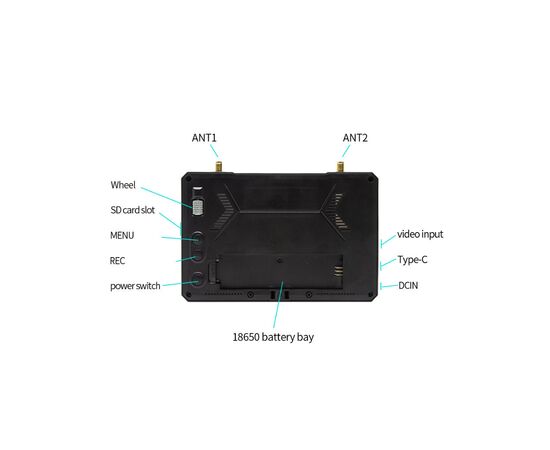 Монитор FPV Skyzone M5 DVR 5.8GHz 48CH L Band (M5F), изображение 2 Монитор FPV Skyzone M5 DVR 5.8GHz 48CH L Band (M5F), изображение 2