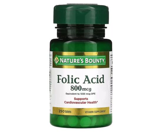 Вітамін Nature's Bounty Фолієва кислота, 800 мкг, 250 таблеток (NRT-02843)