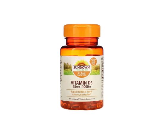 Витамин Sundown Витамин D3, 1000 МЕ, Vitamin D3, Sundown Naturals, 200 гелевых капсул (SDN-15605)