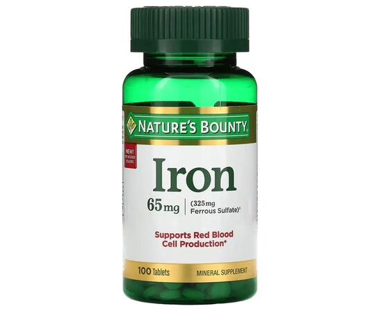Минералы Nature's Bounty Железо, 65 мг, Iron, 100 таблеток (NRT-41383)