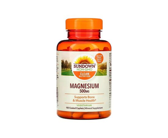 Мінерали Sundown Магній, 500 мг, Magnesium, Sundown Naturals, 180 каплет (SDN-30173)