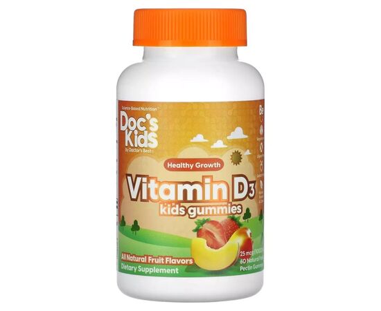 Витамин Doctor's Best Витамин D3 для детей, 1000 МЕ, вкус фруктов, Vitamin D3 Kids Gummies, 6 (DRB-00546)