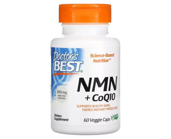 Антиоксидант Doctor's Best NMN 150 мг и коэнзим Q10 50 мг, NMN CoQ10, 60 вегетарианских капсул (DRB00596)
