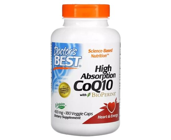 Антиоксидант Doctor's Best Коэнзим Q10 с высокой абсорбции и Биоперином, 400 мг, High Abso (DRB-00332)