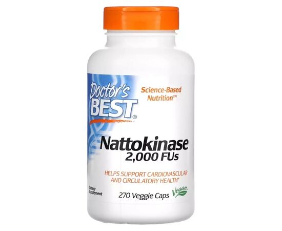 Пробиотики Doctor's Best Наттокиназа, 2000 FU, Nattokinase, 270 вегетарианских капсул (DRB-00253)