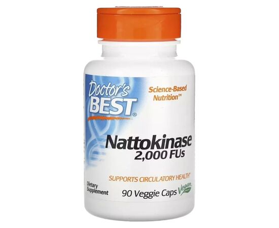 Пробиотики Doctor's Best Наттокиназа, 2000 FU, Nattokinase, 90 вегетарианских капсул (DRB-00125)