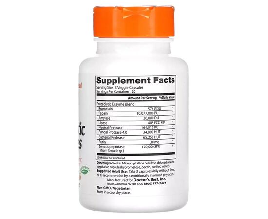 Пробіотики Doctor's Best Ферменти протеолітичні відстроченого вивільнення (DRB-00184), зображення 2 Пробіотики Doctor's Best Ферменти протеолітичні відстроченого вивільнення (DRB-00184), зображення 2