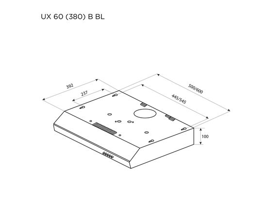 Вытяжка кухонная Pyramida UX 60 (380) B BL, изображение 9 Вытяжка кухонная Pyramida UX 60 (380) B BL, изображение 9