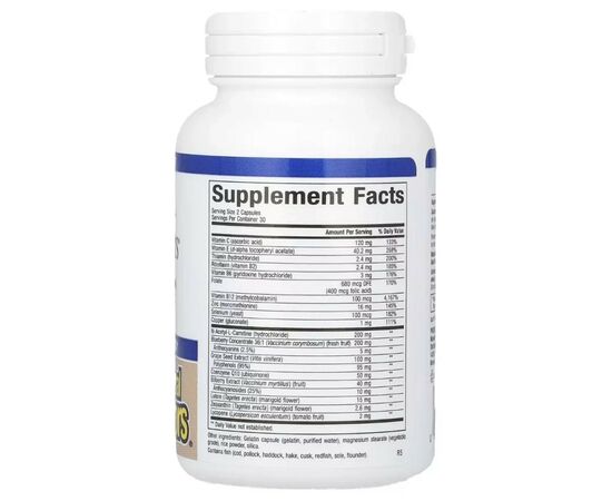 Витаминно-минеральный комплекс Natural Factors Здоровое зрение, Advanced Eye Factors, 60 капсул (NFS03534), изображение 2