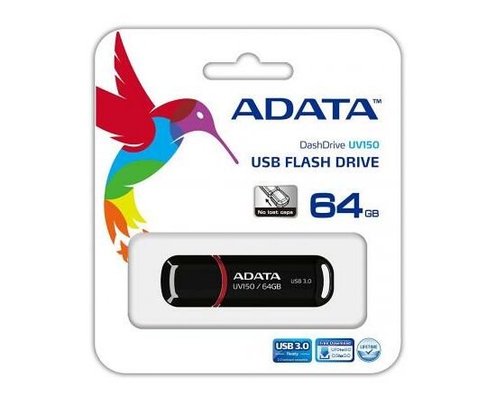 USB флеш накопитель ADATA 64GB UV150 Black USB 3.0 (AUV150-64G-RBK), изображение 4 USB флеш накопитель ADATA 64GB UV150 Black USB 3.0 (AUV150-64G-RBK), изображение 4