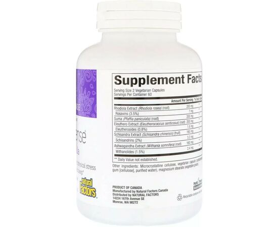 Витаминно-минеральный комплекс Natural Factors Комплекс для поддержки надпочечников WomenSense, AdrenaSense, 120 (NFS-04942), изображение 2 Витаминно-минеральный комплекс Natural Factors Комплекс для поддержки надпочечников WomenSense, AdrenaSense, 120 (NFS-04942), изображение 2