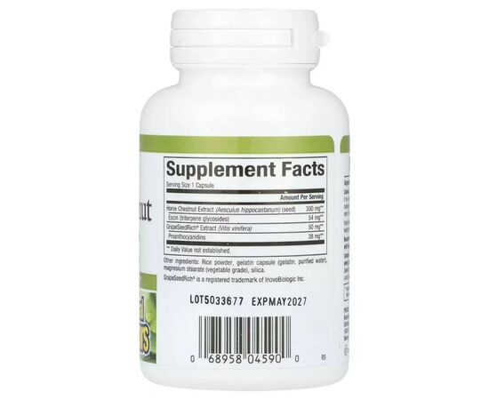 Травы Natural Factors Конский каштан с виноградными косточками, 350 мг, HerbalFactor (NFS-04590), изображение 2 Травы Natural Factors Конский каштан с виноградными косточками, 350 мг, HerbalFactor (NFS-04590), изображение 2