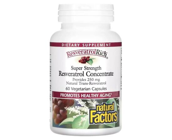Антиоксидант Natural Factors Концентрат ресвератрола, ResveratrolRich, Resveratrol Concentrate, 60 вег (NFS-04527)