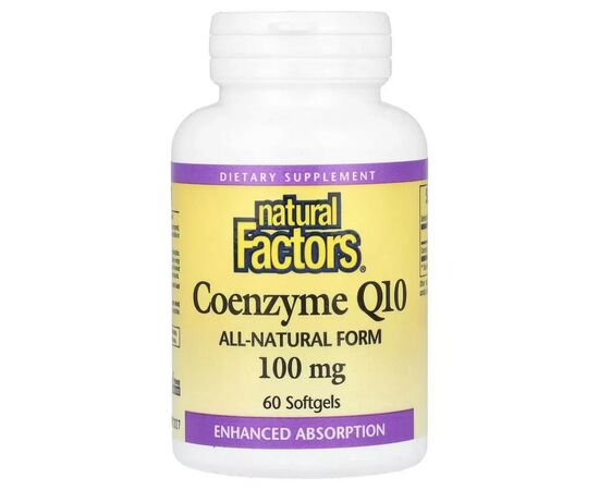 Антиоксидант Natural Factors Коензим Q10, 100 мг, Coenzyme Q10, 60 гелевих капсул (NFS-02071)