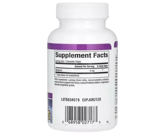 Аминокислота Natural Factors Мелатонин, 5 мг, Stress Relax, Melatonin, 90 жевательных таблеток (NFS-02717), изображение 2 Аминокислота Natural Factors Мелатонин, 5 мг, Stress Relax, Melatonin, 90 жевательных таблеток (NFS-02717), изображение 2