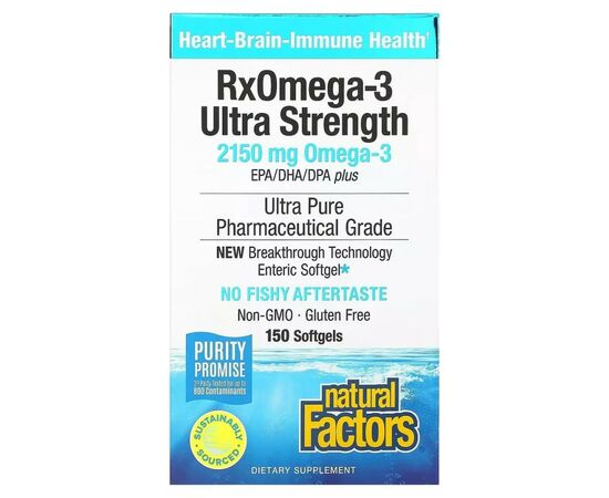 Жирные кислоты Natural Factors Омега-3 ультра, 2150 мг, RxOmega-3 Ultra Strength, 150 гелевых капсул (NFS-35493), изображение 2 Жирные кислоты Natural Factors Омега-3 ультра, 2150 мг, RxOmega-3 Ultra Strength, 150 гелевых капсул (NFS-35493), изображение 2