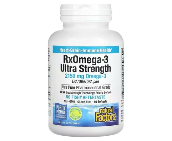 Жирные кислоты Natural Factors Омега-3 ультра, 2150 мг, RxOmega-3 Ultra Strength, 150 гелевих капсул (NFS-35490), изображение 3