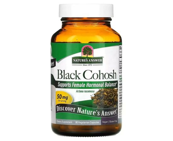 Травы Nature's Answer Клопогон, 50 мг, Black Cohosh, Full Spectrum Herb, 90 вегетарианских кап (NTA-16126)
