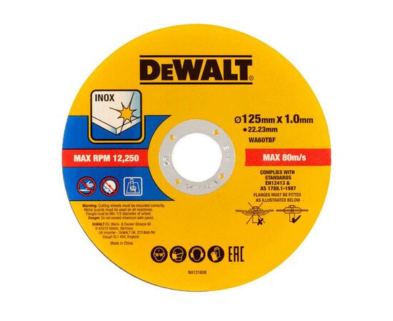 Круг отрезной DeWALT FASTCUT, 125x1x22,23 мм., 50 шт, бокс (DT20598), изображение 3 Круг отрезной DeWALT FASTCUT, 125x1x22,23 мм., 50 шт, бокс (DT20598), изображение 3