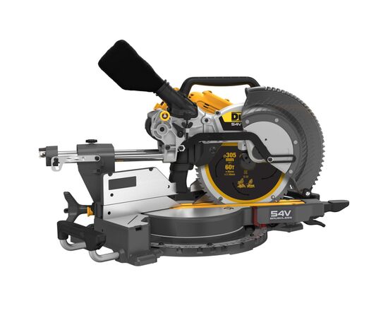 Торцовочная пила DeWALT 54В XR Li-lon, диск 305x30 мм, 3800 об/мин, XPS (без АКБ и ЗУ) (DCS781N), изображение 8 Торцовочная пила DeWALT 54В XR Li-lon, диск 305x30 мм, 3800 об/мин, XPS (без АКБ и ЗУ) (DCS781N), изображение 8