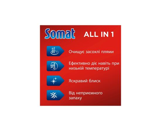 Таблетки для посудомоечных машин Somat All in 1 Extra 44 шт. (9000101809190), изображение 2 Таблетки для посудомоечных машин Somat All in 1 Extra 44 шт. (9000101809190), изображение 2