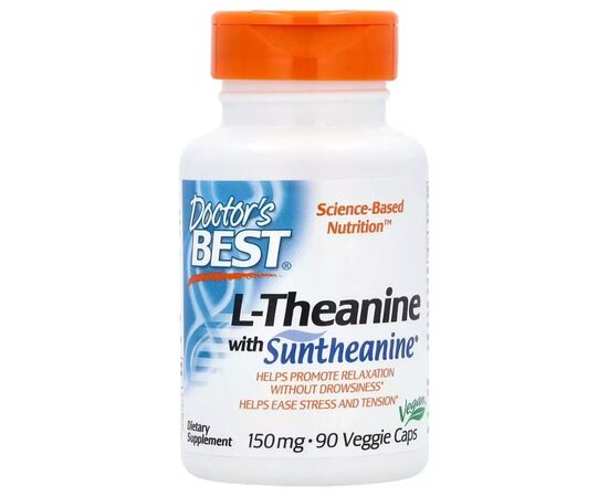 Аминокислота Doctor's Best L-теанин, 150 мг, L-Theanine with Suntheanine, 90 вегетарианских капсул (DRB-00197)