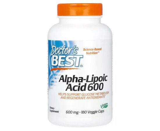 Антиоксидант Doctor's Best Альфа-Ліпоєва кислота, 600 мг, Alpha-Lipoic Acid, 180 вегетаріанс (DRB-00249)