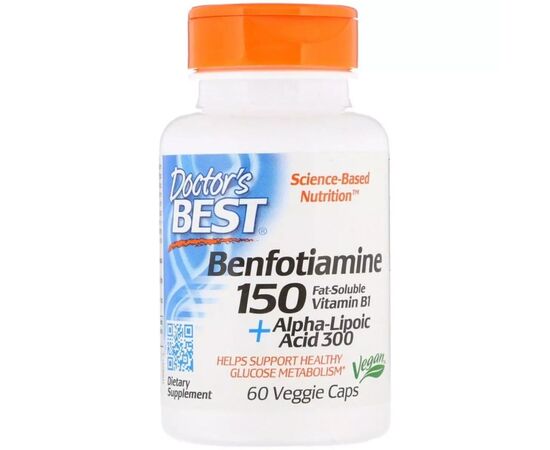 Антиоксидант Doctor's Best Бенфотіамін 150 + альфа-ліпоєва кислота 300, Benfotiamine 150 + Alph (DRB-00251)