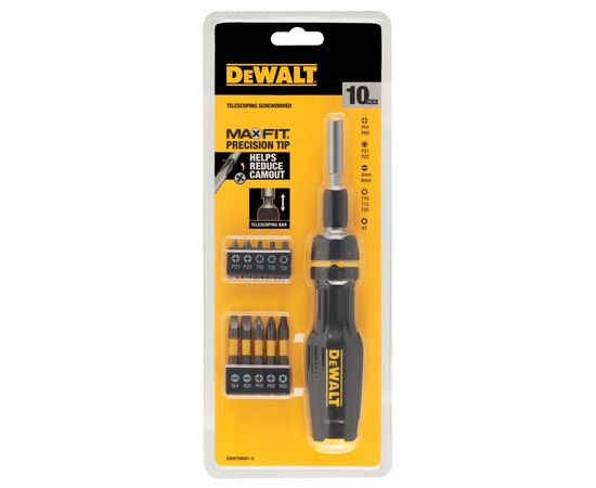Отвертка DeWALT FULL FIT Telescoping, со сменными битами, 10 бит (DWHT68001-0), изображение 4 Отвертка DeWALT FULL FIT Telescoping, со сменными битами, 10 бит (DWHT68001-0), изображение 4
