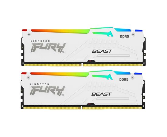 Модуль памяти для компьютера DDR5 32GB (2x16GB) 6400 MHz Beast White RGB XMP Kingston Fury (ex.HyperX) (KF564C32BWAK2-32)