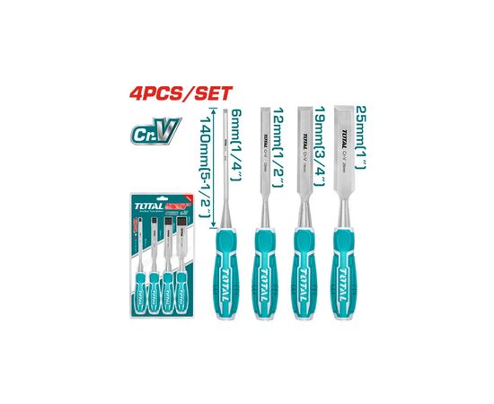 Стамеска Total 140 мм, 4шт. (THT41K0401), зображення 2 Стамеска Total 140 мм, 4шт. (THT41K0401), зображення 2