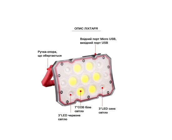 Фонарь Quantum worklight Worker 15W COB+LED з функ Power Bank (QM-FL2030), изображение 2 Фонарь Quantum worklight Worker 15W COB+LED з функ Power Bank (QM-FL2030), изображение 2