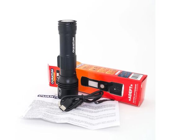 Фонарь Quantum Adept 10W LED zoom +COB з USB+ Li-ion18650/2600mAh (QM-FL1031-18650/2600), изображение 9 Фонарь Quantum Adept 10W LED zoom +COB з USB+ Li-ion18650/2600mAh (QM-FL1031-18650/2600), изображение 9