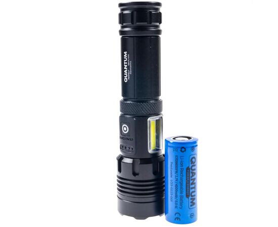 Ліхтар Quantum Perfect 5WLED zoom+3WCOB з функ Power Bank Li-ion26650/4500mAh (QM-FL1035-СB), зображення 7 Ліхтар Quantum Perfect 5WLED zoom+3WCOB з функ Power Bank Li-ion26650/4500mAh (QM-FL1035-СB), зображення 7