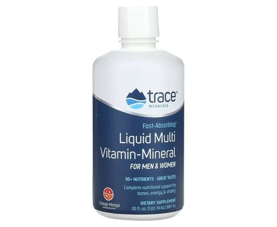 Мультивитамин Trace Minerals Жидкие мультивитамины и минералы, вкус апельсин и манг (TMR-00082)